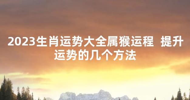 2023生肖运势大全属猴运程  提升运势的几个方法